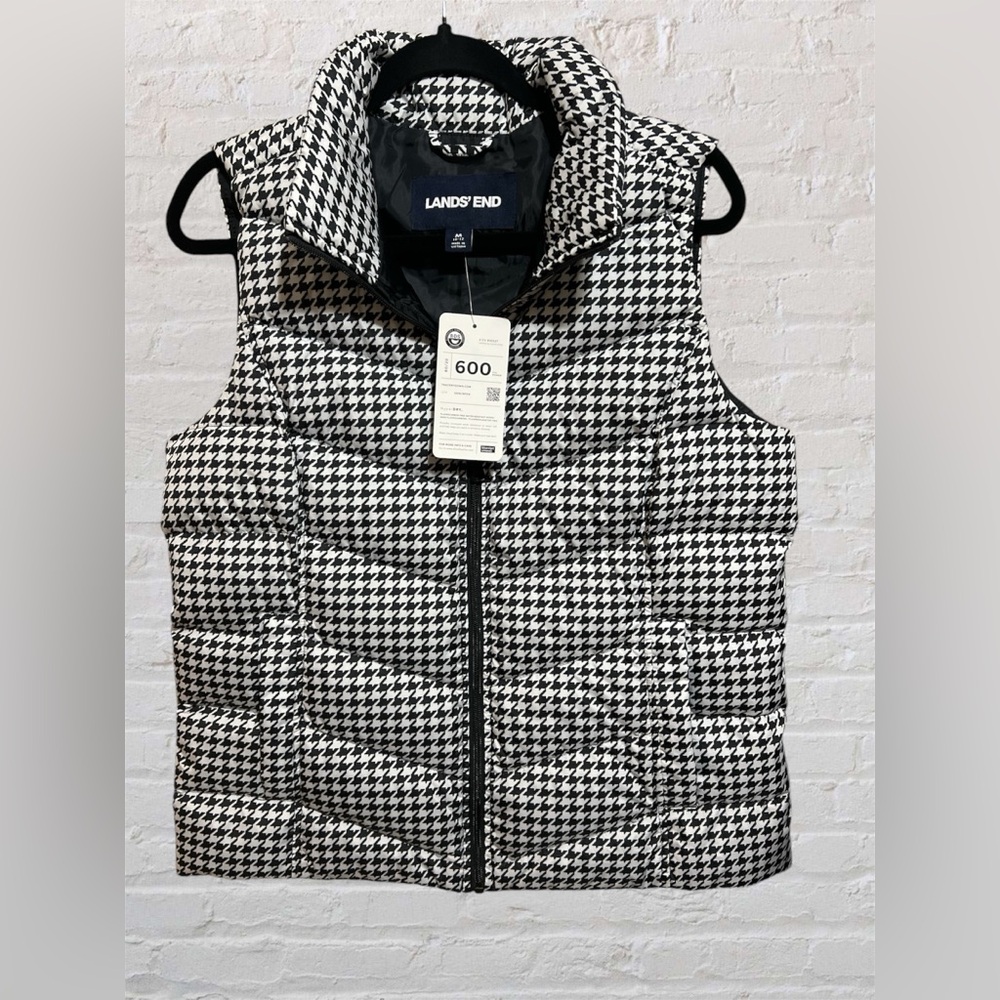 NWT Lands End quilted houndstooth puffer vest. Sz Medium - Picture 7 of 12